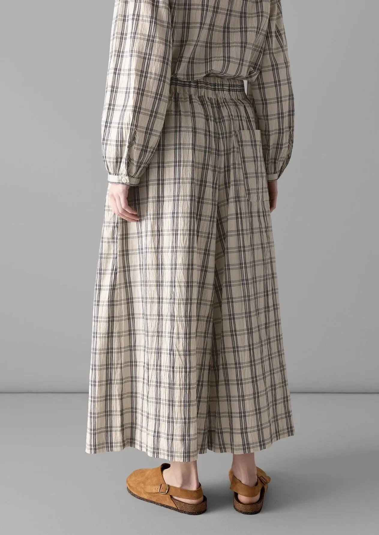 Iku Check Cotton Culottes, Sand