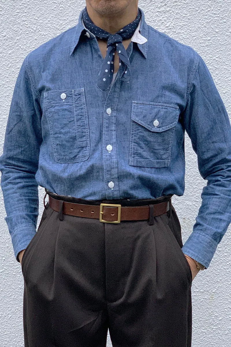 Irregular Pocket Chambray Work Shirt