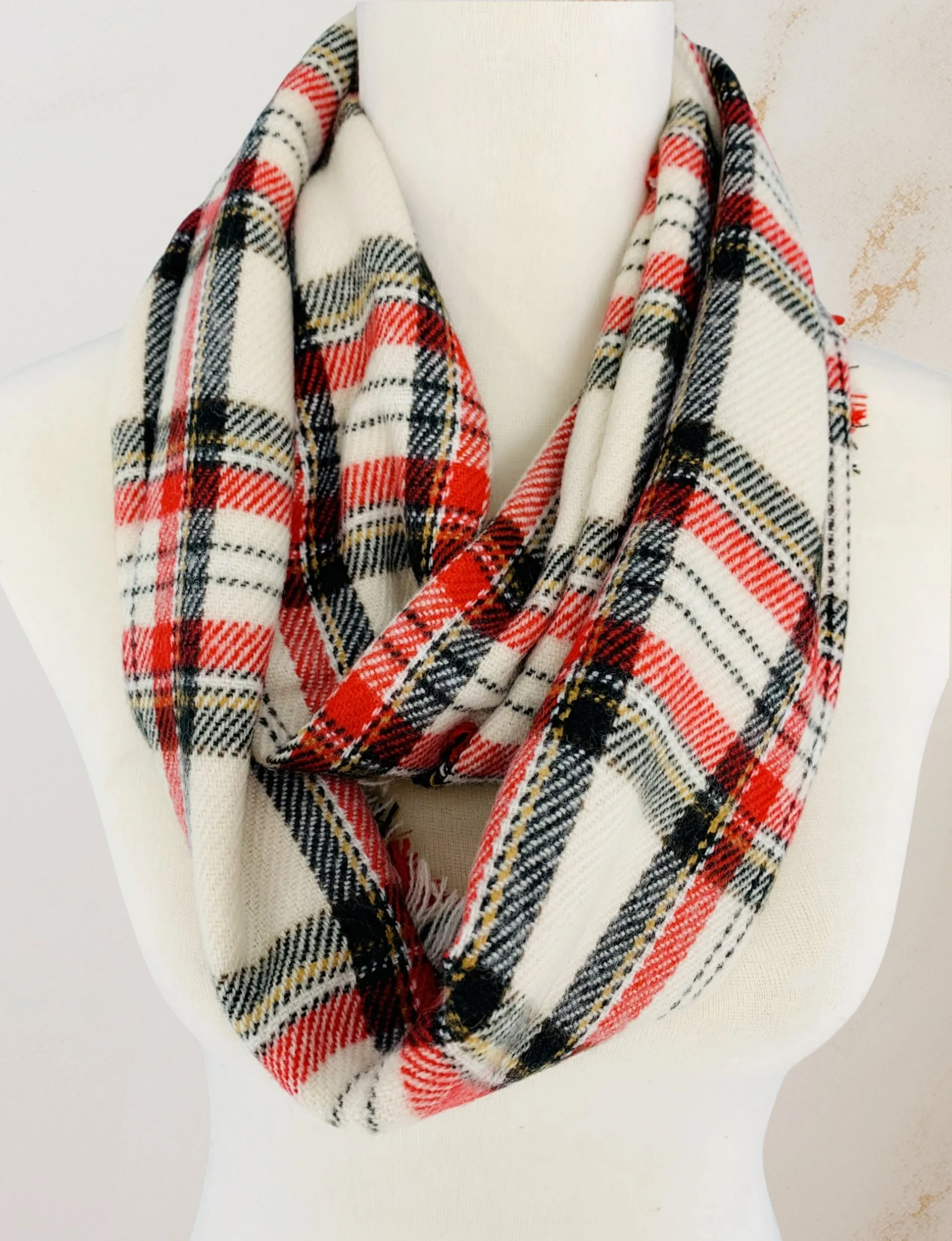 JC010806 Classic Ultra Soft Plaid Infinity Scarf