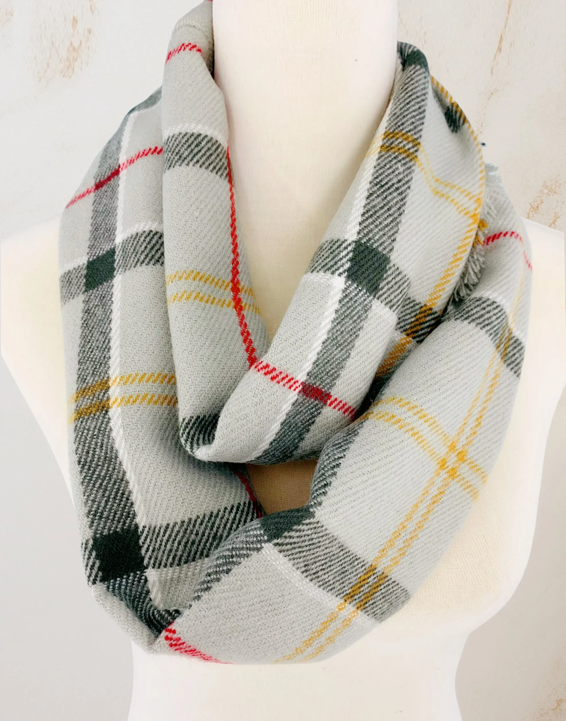 JC010806 Classic Ultra Soft Plaid Infinity Scarf