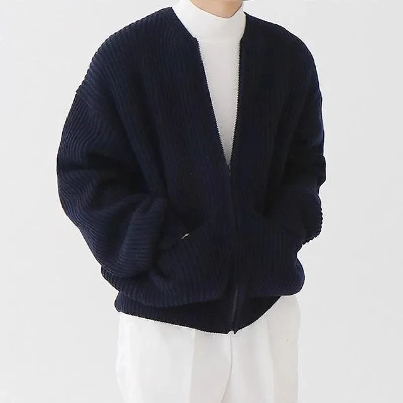 Knit Sweaters For Men Cardigan Men's Autumn Warm Clothing Luxury Y2k Vintage New Sweater Winter Cotton Warm Man Clothes