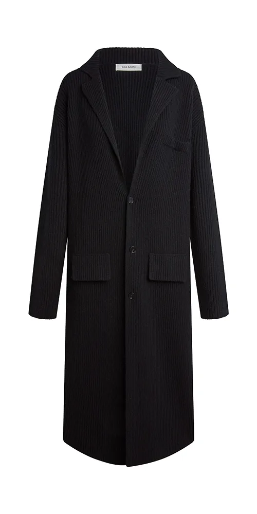 Knit Trench Coat Black