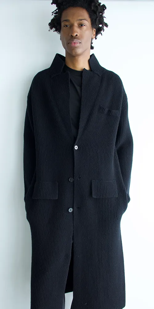 Knit Trench Coat Black