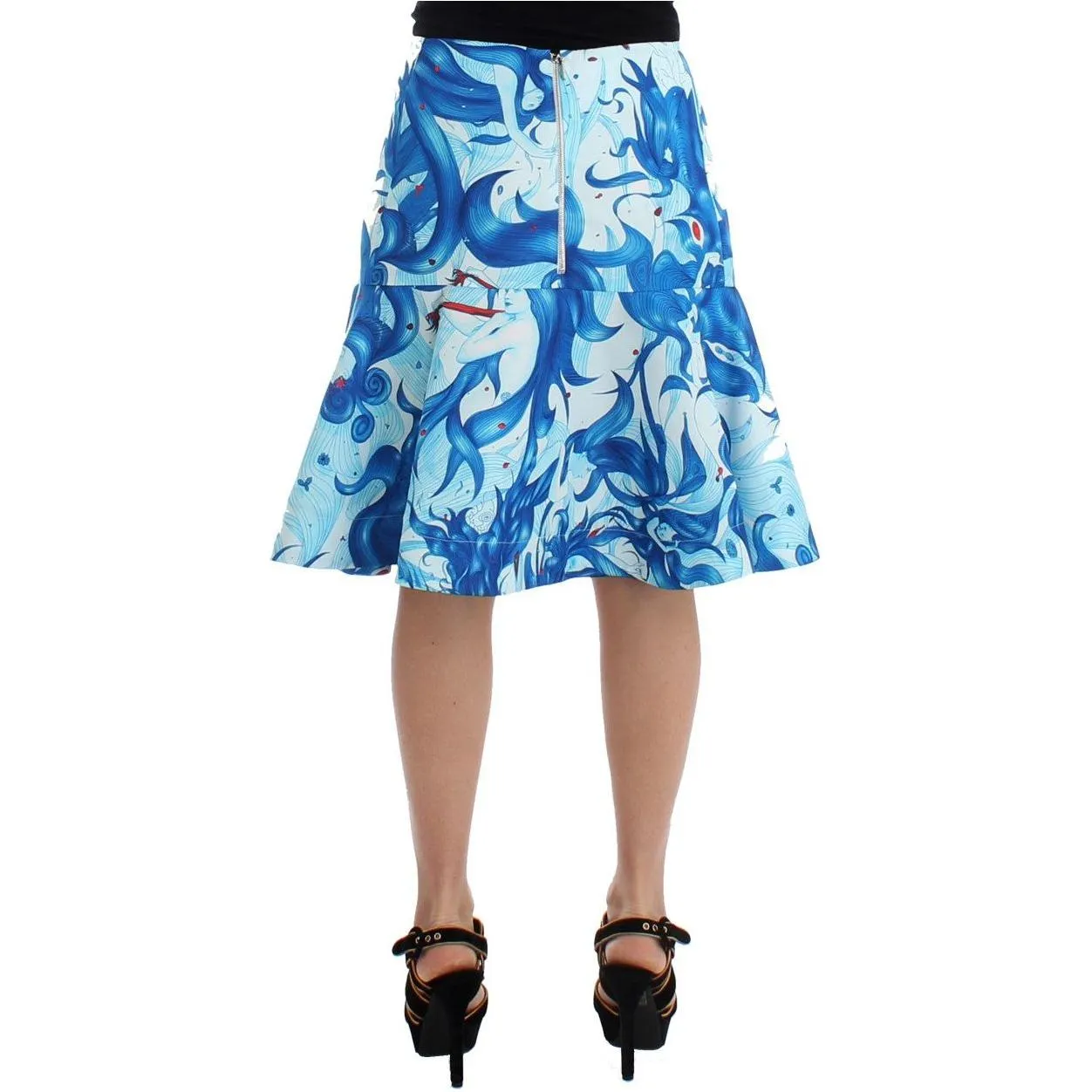 Koonhor Elegant Fresco-Print Knee-Length Skirt