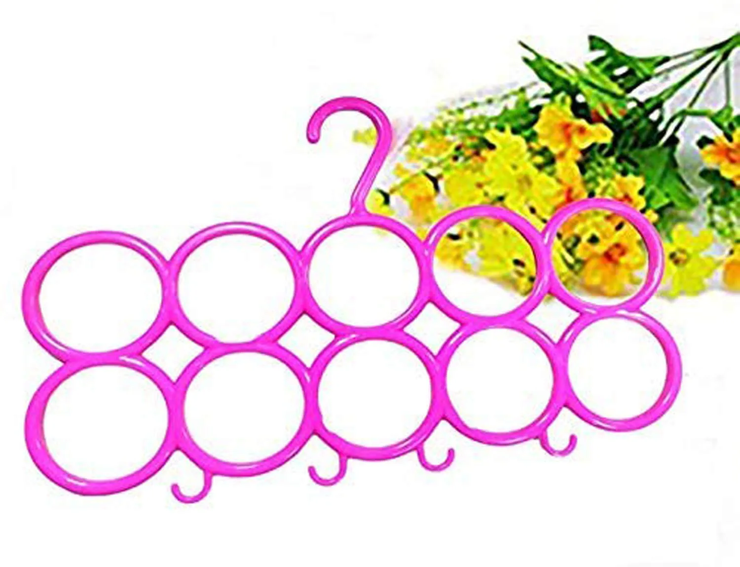 Kuber Industries 10-Circle Plastic 5 Pieces Ring Hanger for Scarf, Shawl, Tie, Belt, Closet Accessory Wardrobe Organizer (Multicolour) - CTKTC030763