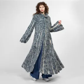 Large Vintage Blue Marled Knit Maxi Cardigan Coat