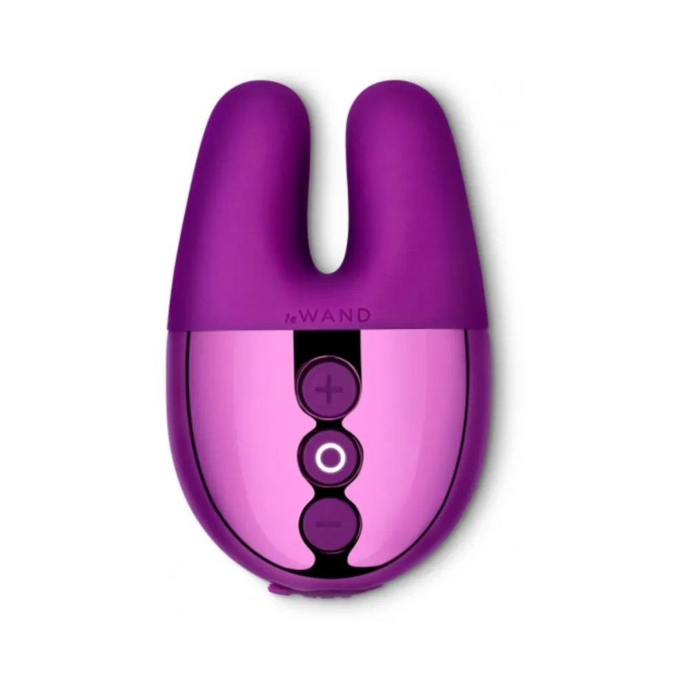 Le Wand Chrome Double Vibe Rechargeable Silicone Mini Vibrator Dark Cherry