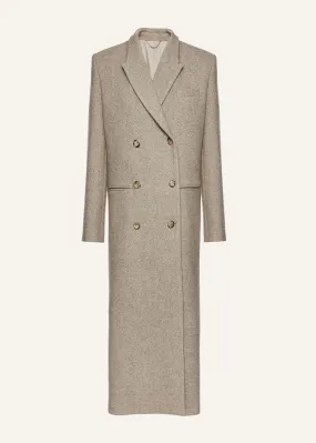 Long classic wool coat in beige