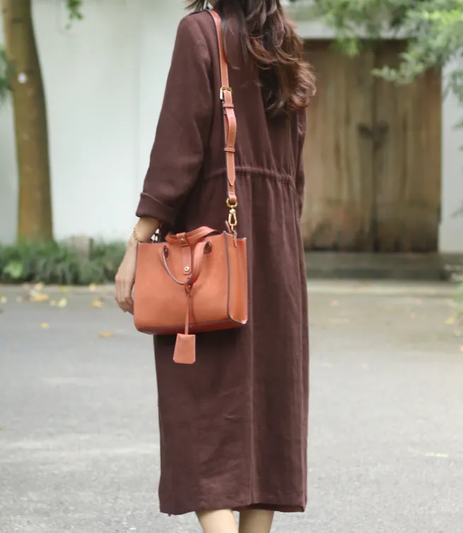 Long Sleeve Spring Fall Cardigan Women Coat , Spring Women Linen Trench Coat 9092