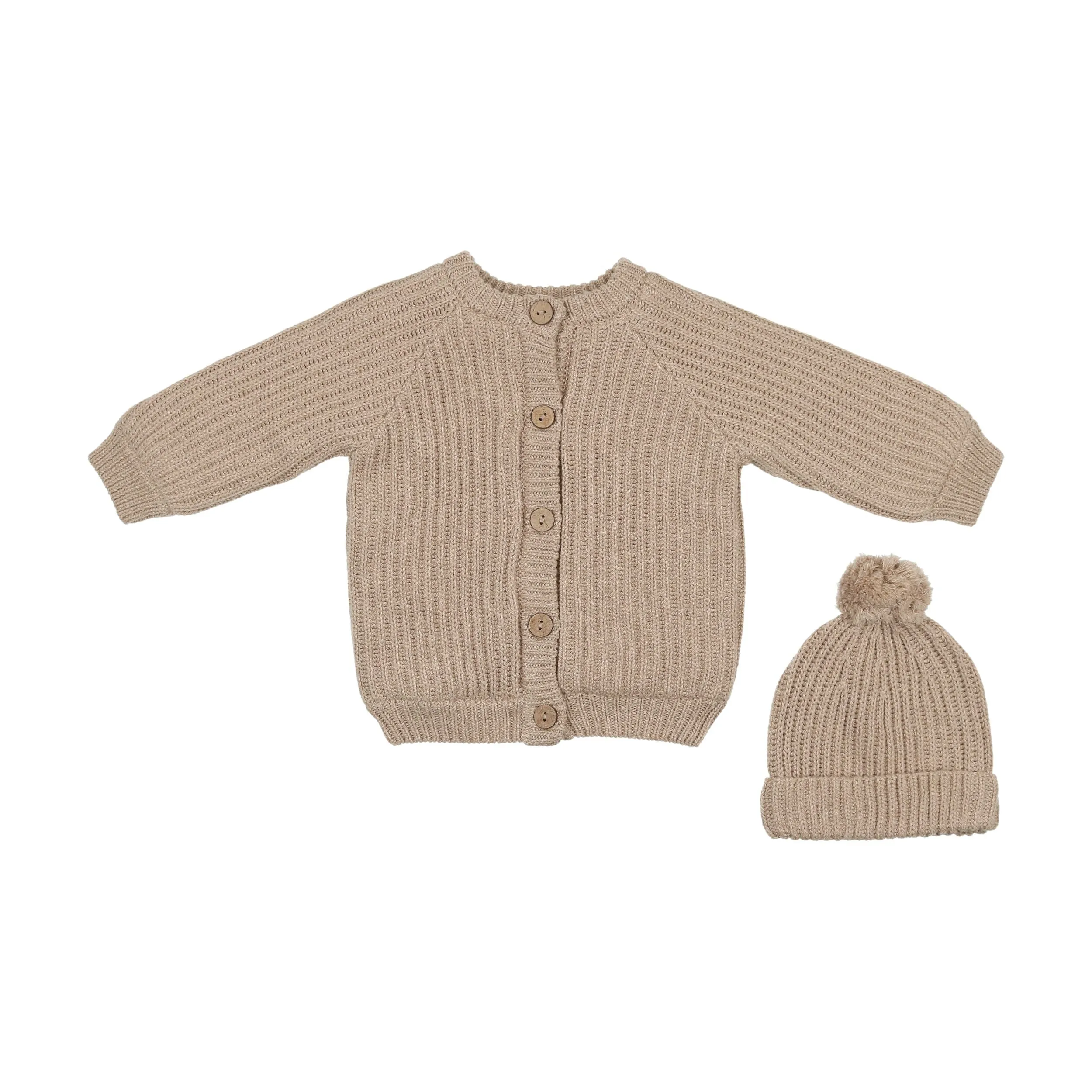 Mema Knits Oatmeal Hooded Knit Jacket