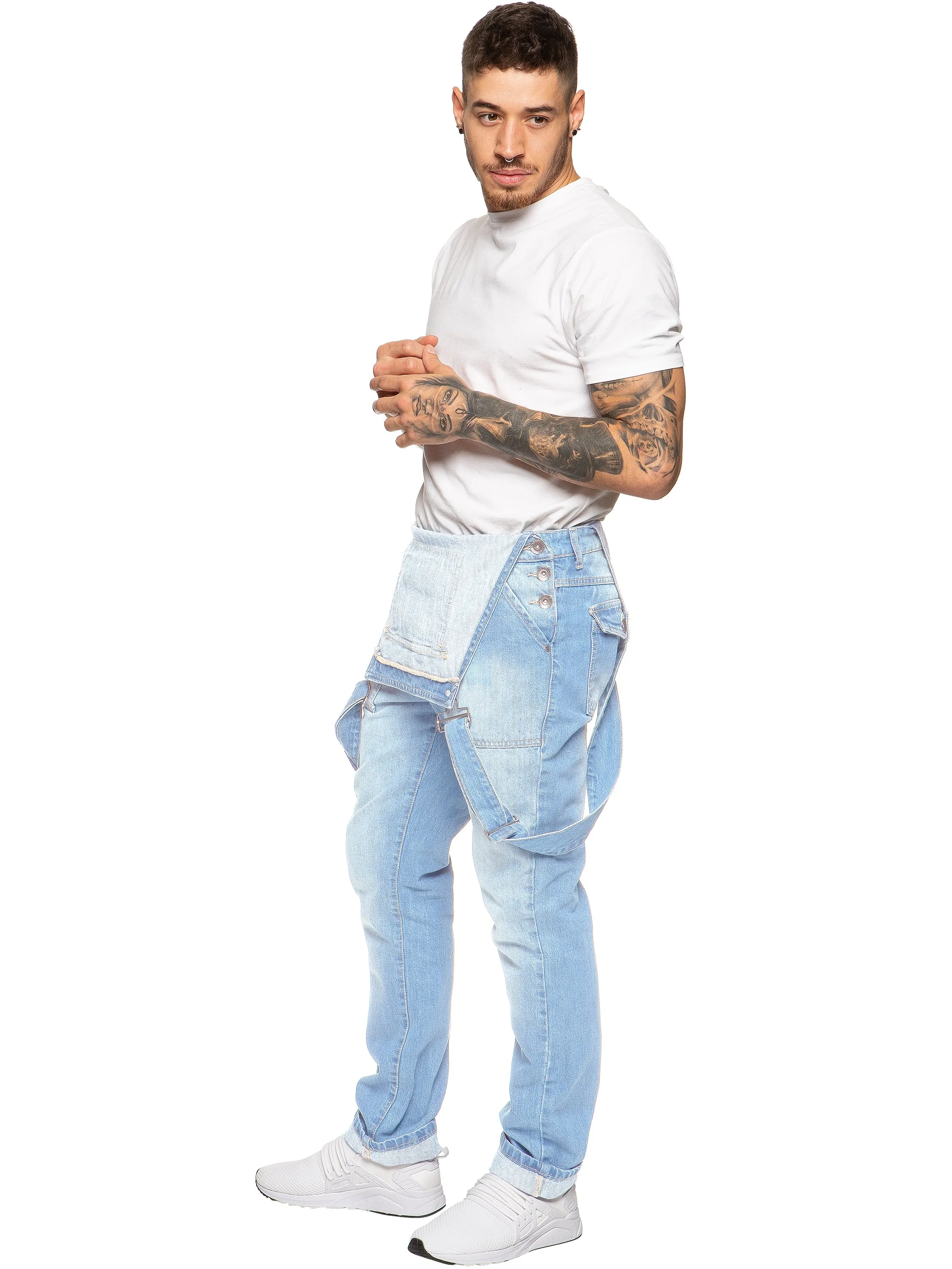 Mens Fashionable Denim Overall Dungarees  | Enzo Designer Menswear