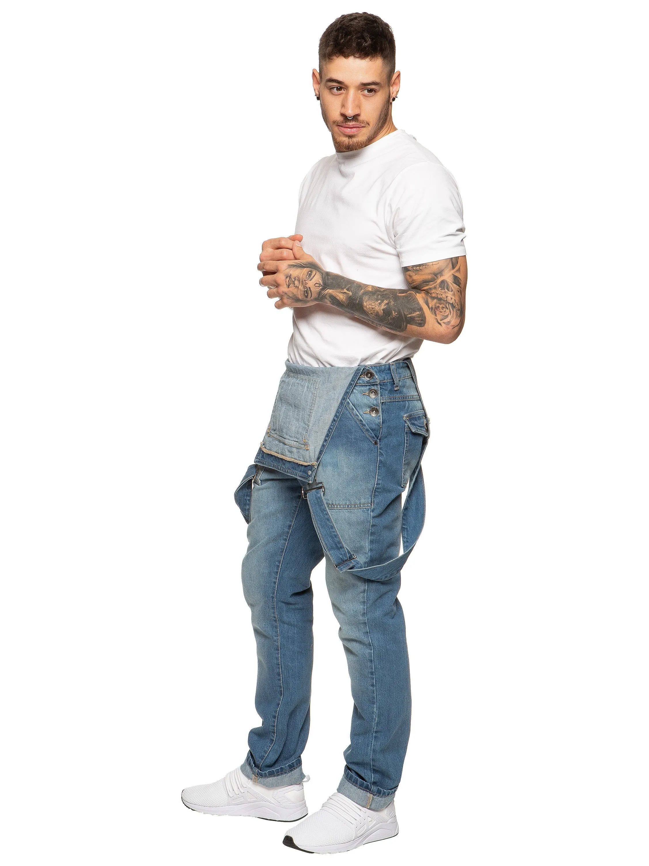 Mens Fashionable Denim Overall Dungarees  | Enzo Designer Menswear