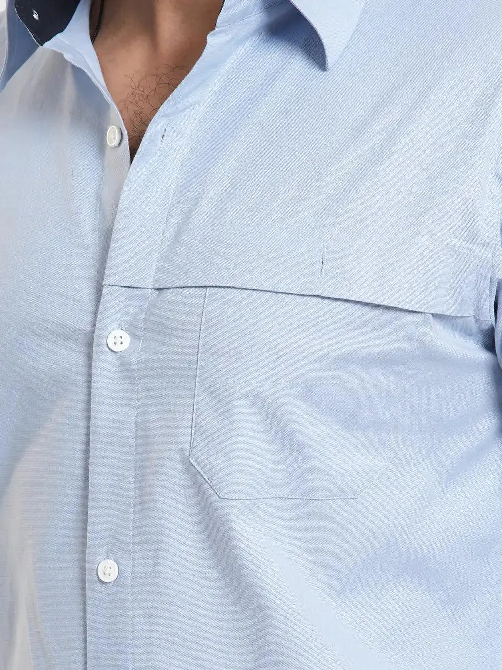 Men's Full Sleeve Casual Shirt in Light Sky