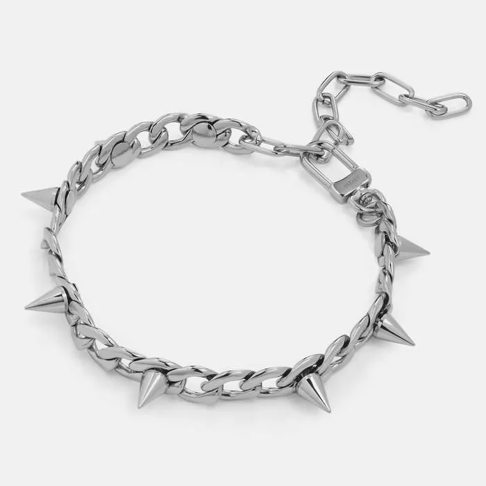 Metallic Spikes Silver Chain Punk Aesthetic Choker