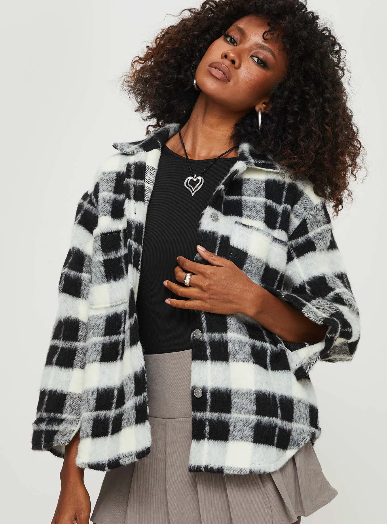 Milane Plaid Shacket Black / White