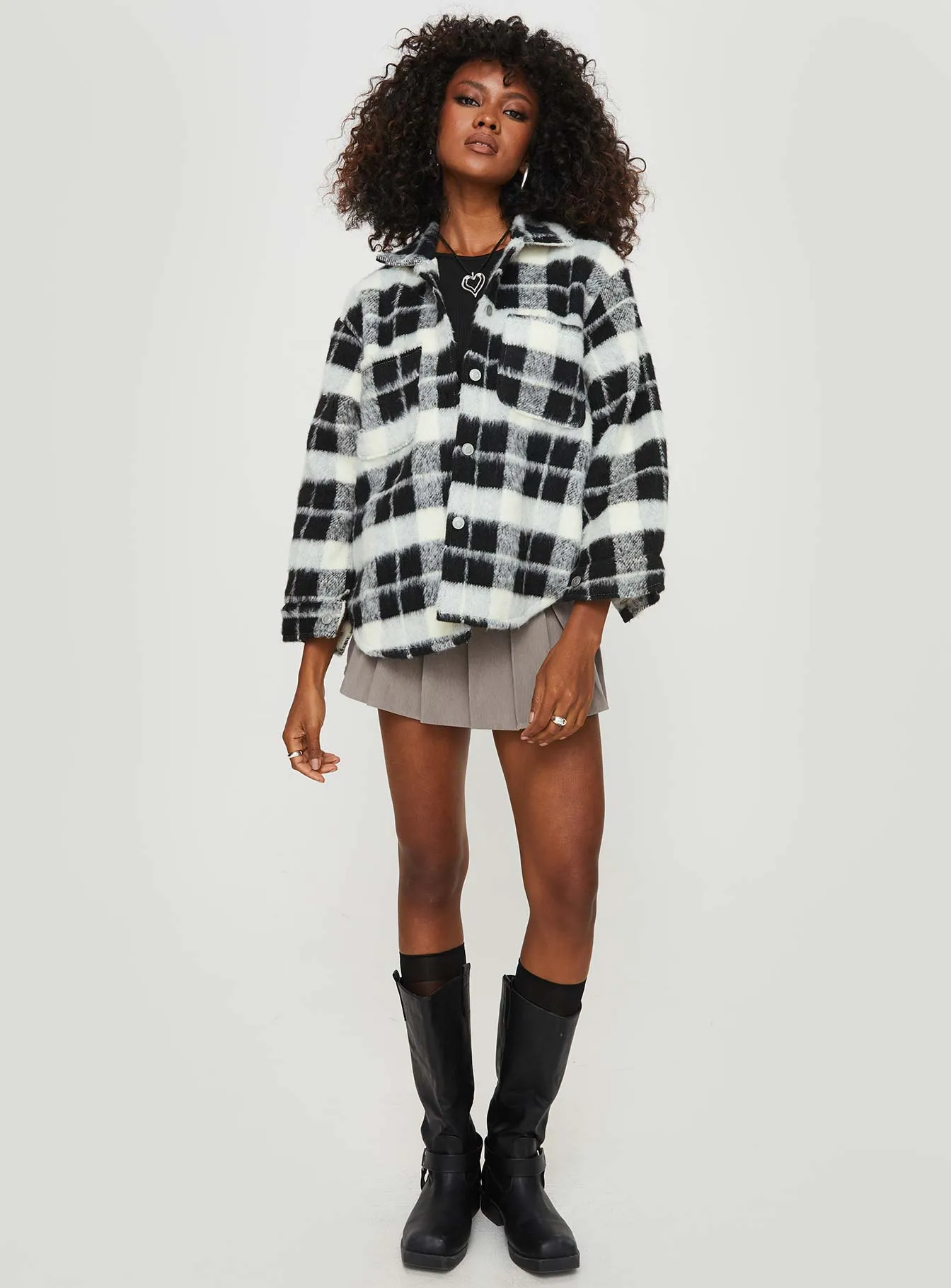 Milane Plaid Shacket Black / White