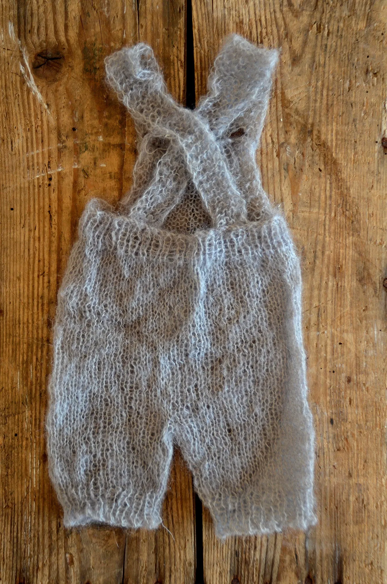 Mohair Overall with Patch and Buttons - Silver