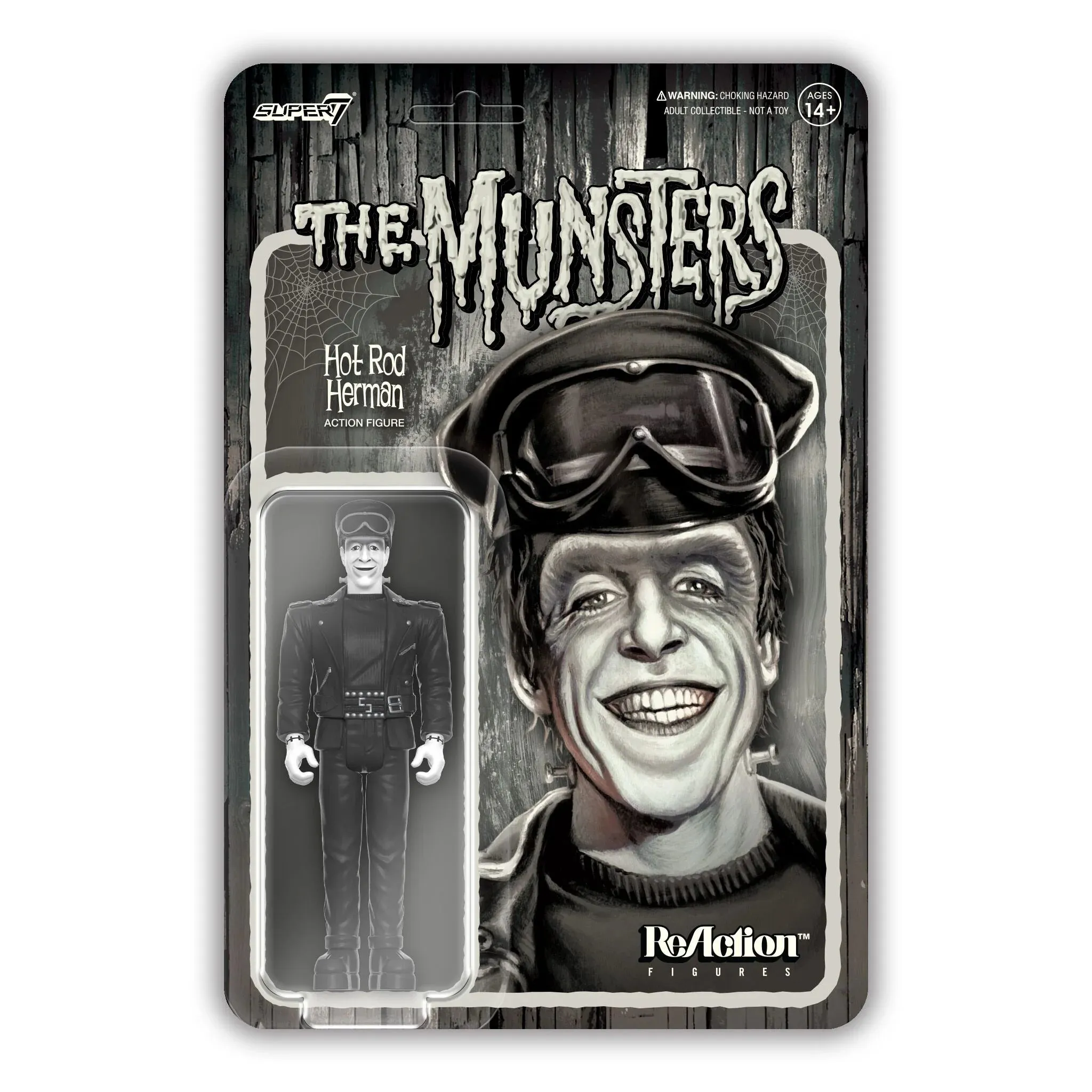 Munsters Reaction Figures Wave 3- Hot Rod Herman (Grayscale)