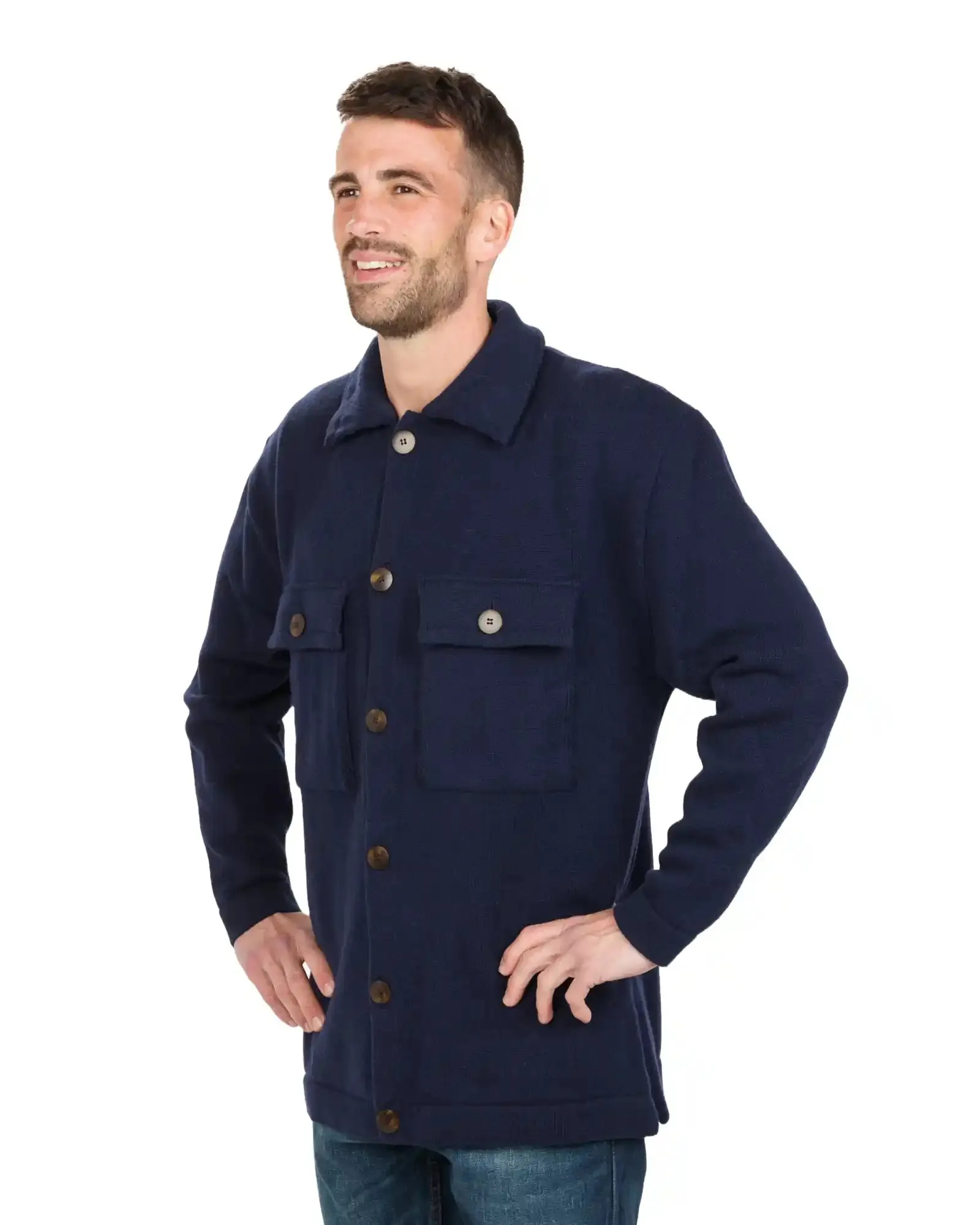 Navy Men's Wool Shacket - HS001