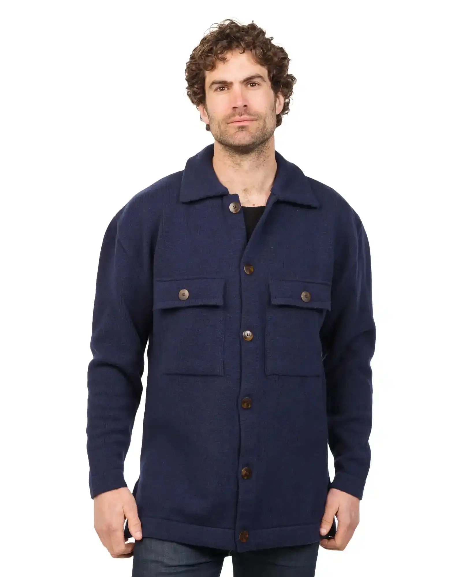 Navy Men's Wool Shacket - HS001