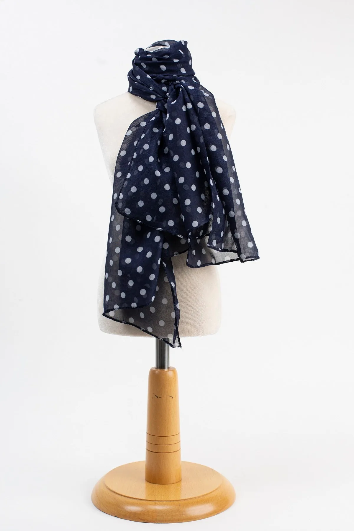 Navy Silk Polka dot Scarf