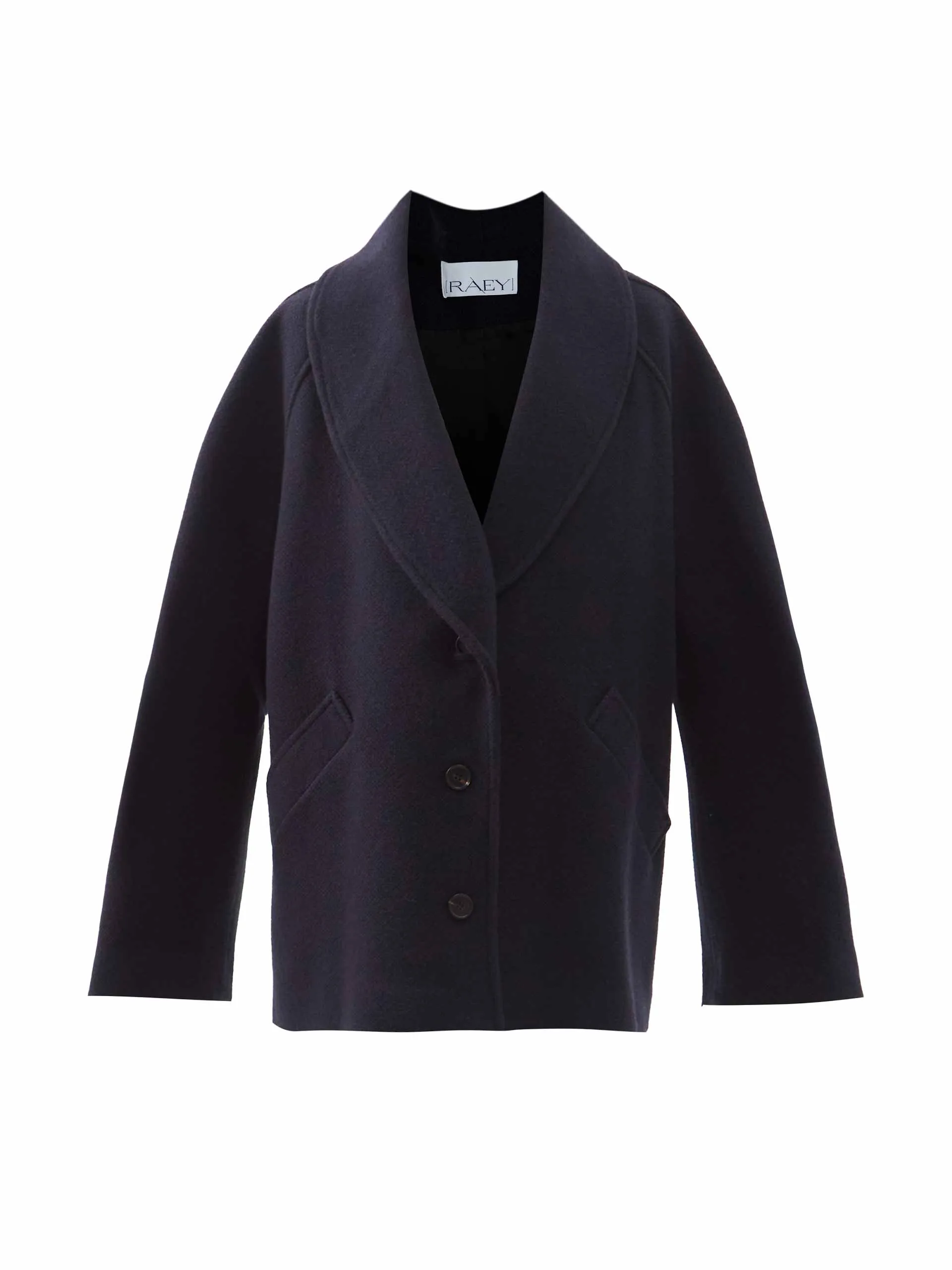 Navy wool-blend short coat