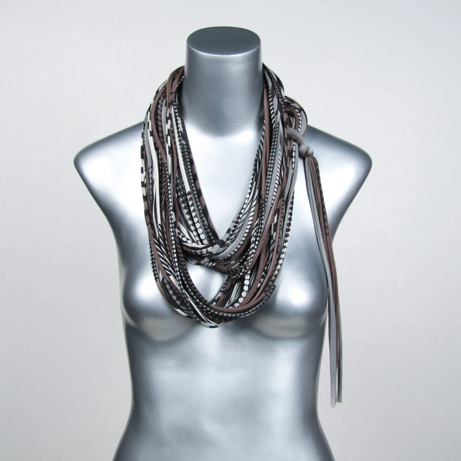 Necklush Infinity Scarf / Grey & Brown / Unisex