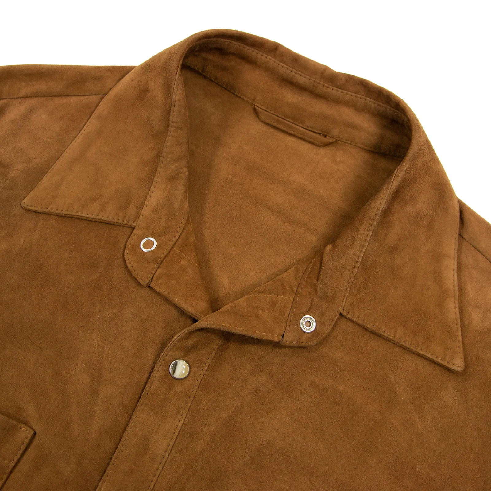 NWT Schiatti Cider Brown Suede Leather Unstructured Shacket Shirt Jacket