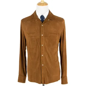 NWT Schiatti Cider Brown Suede Leather Unstructured Shacket Shirt Jacket