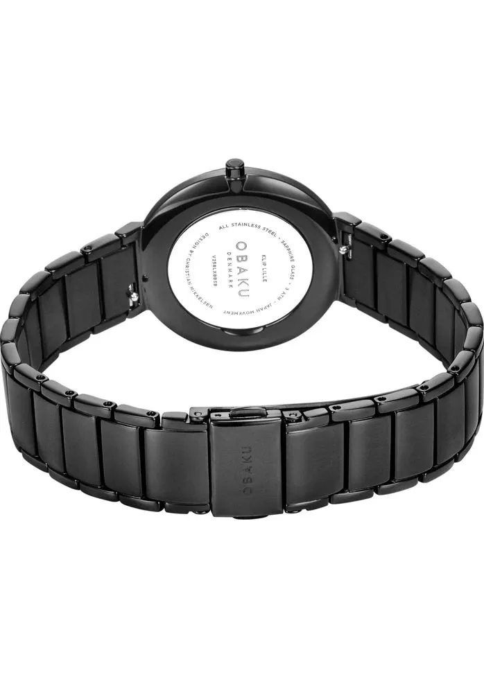 OBAKU KLIP LILLIE-DARK BLACK BRACELET BLACK DIAL V258LXBBSB