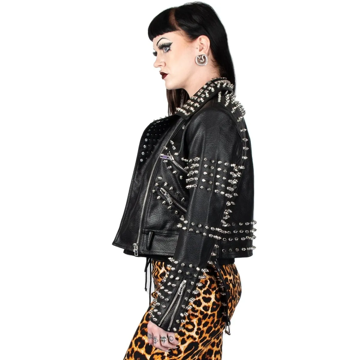 Orchid Bloom | Heavy Metal Studded Leather Jacket