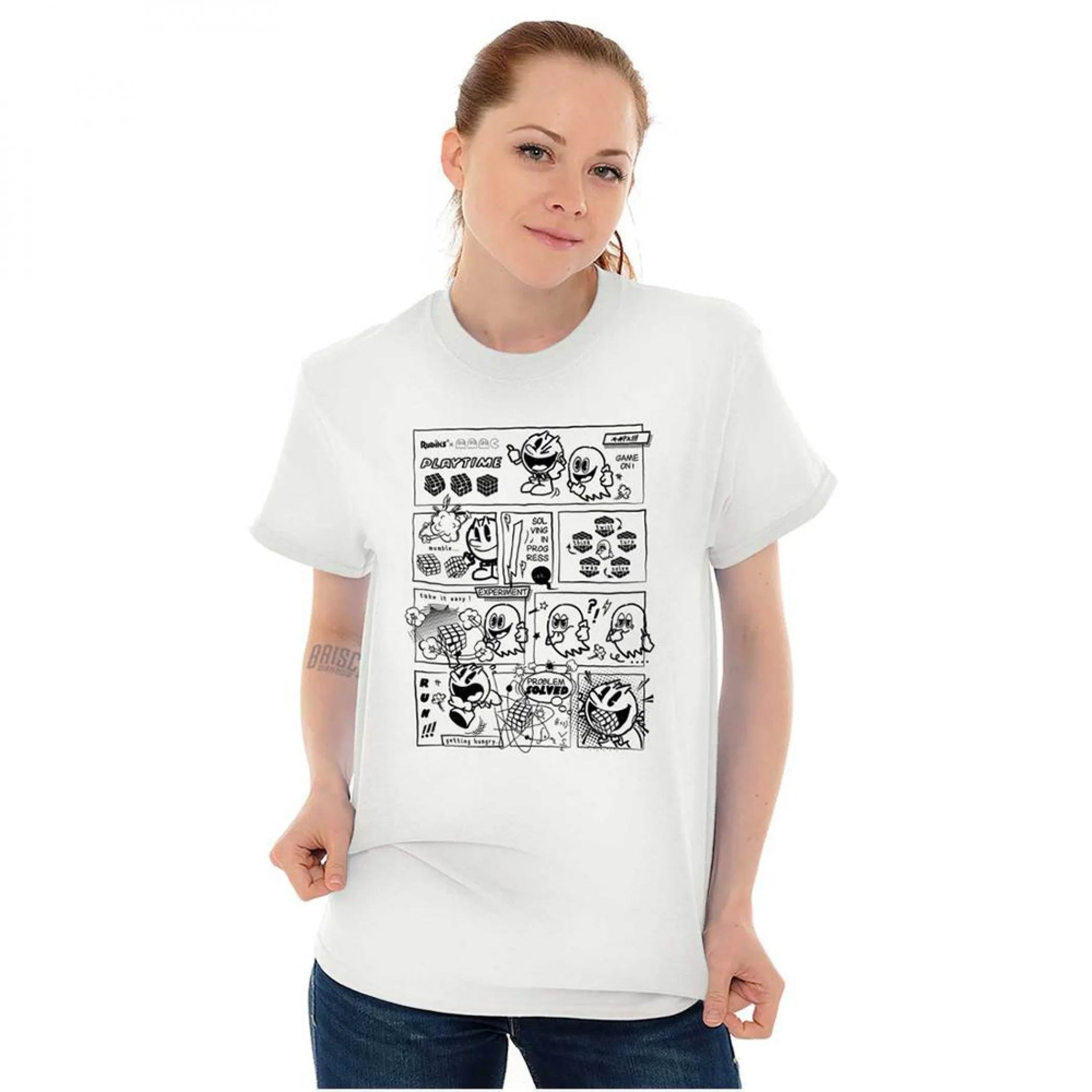 Pac-Man Game Pac-Man And Ghosts Comic Game On T-Shirt