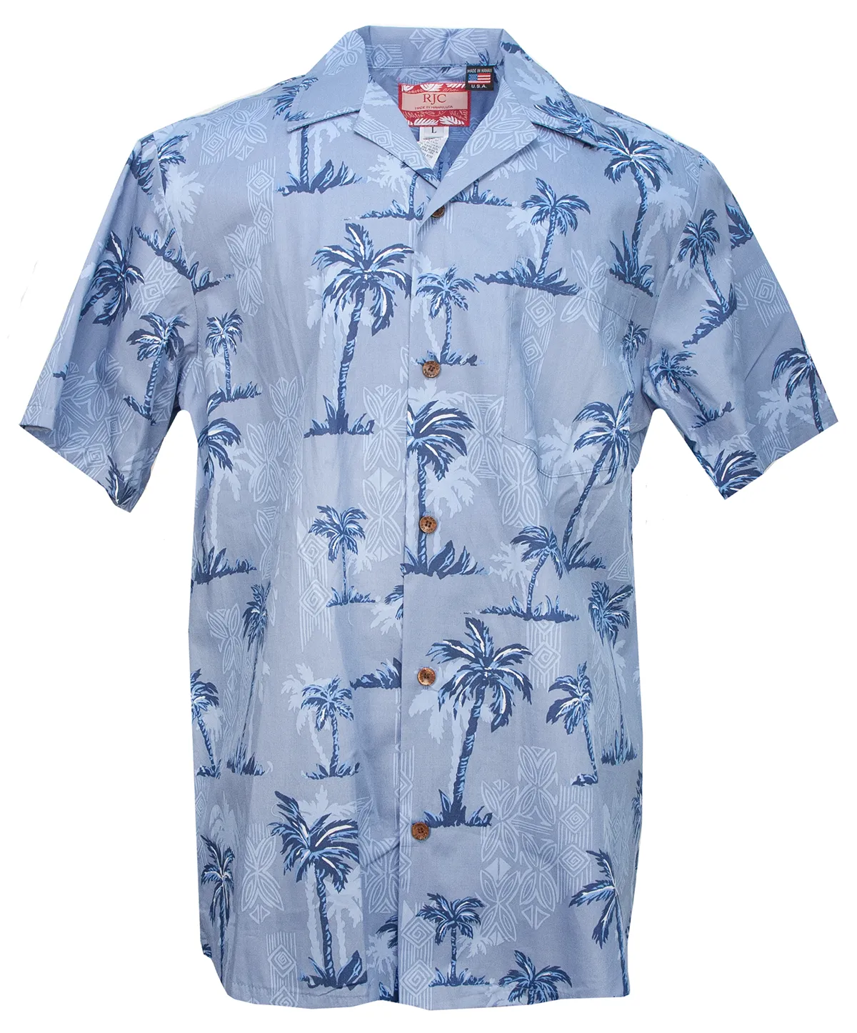 Palm Tree Tapa Mens Shirt in Blue