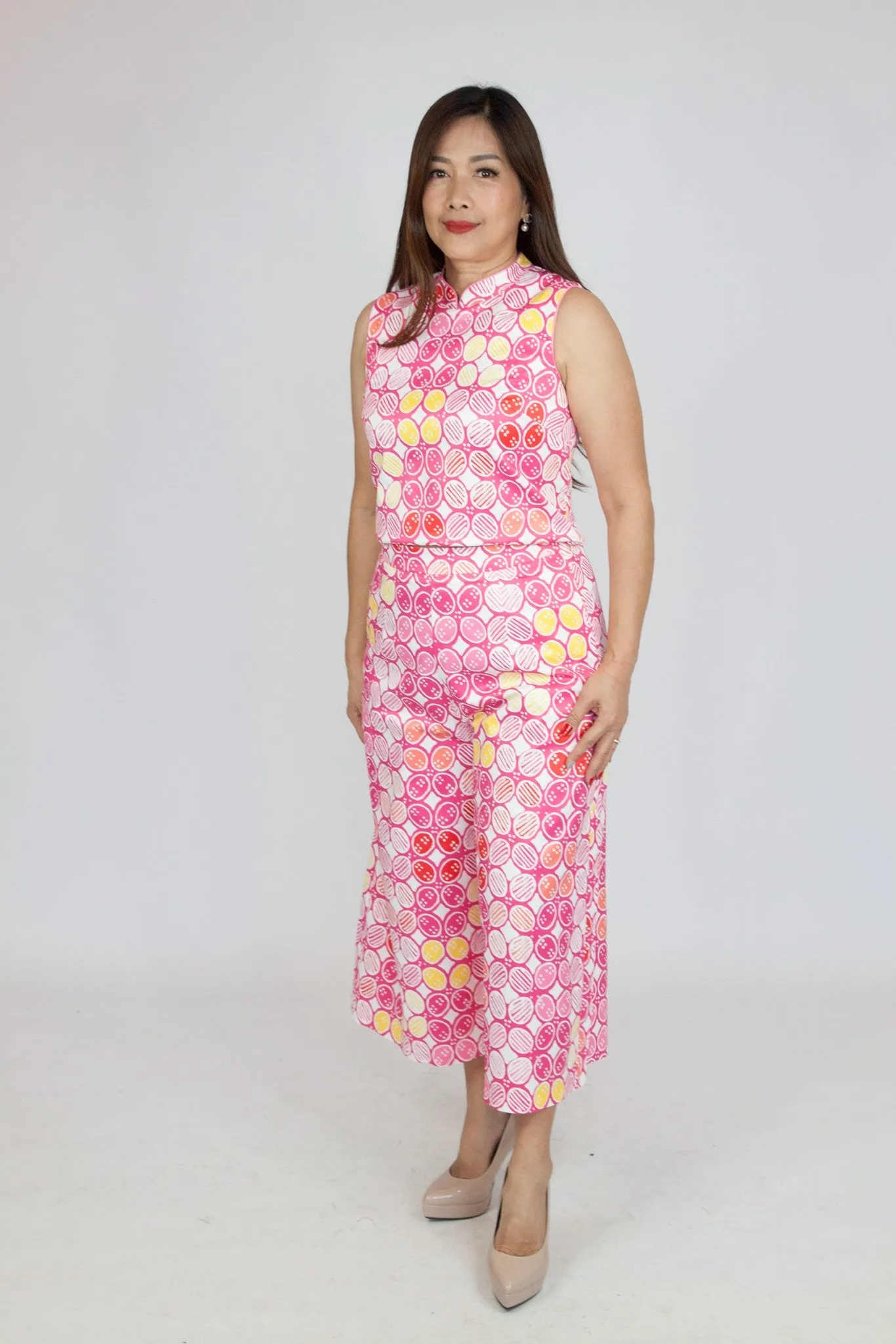 Patterned Cheongsam Culottes Set