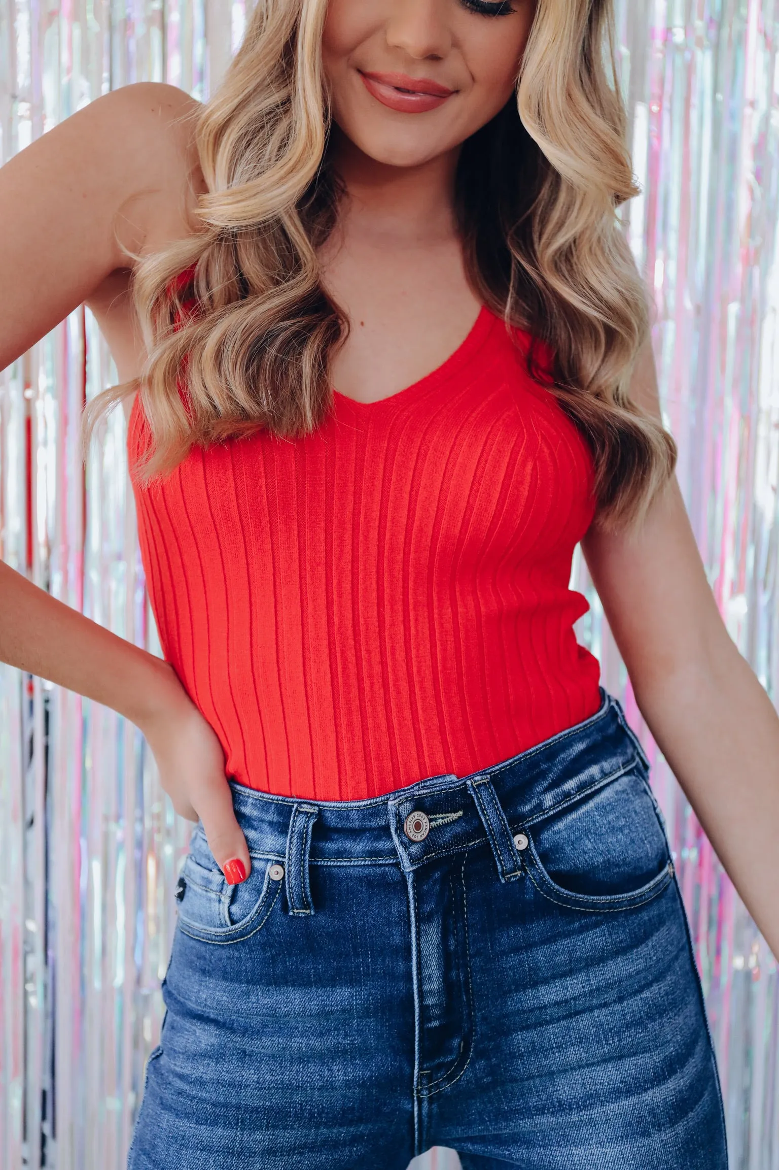 Perfect Fit Ribbed Tank Cami - Red