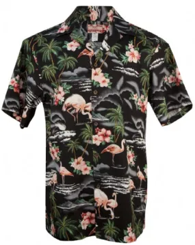 Pink Flamingo Mens Shirt in Black