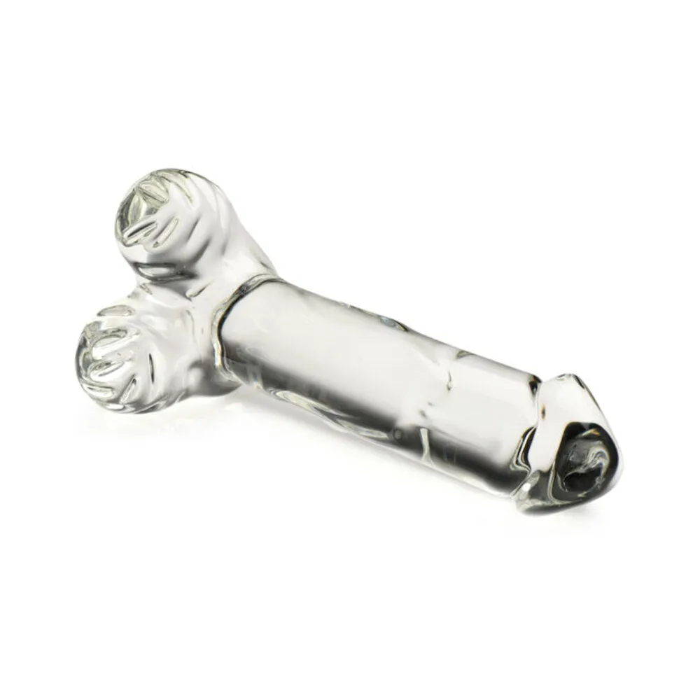 Pleasure Crystals 7.1 in. Glass Dildo with Balls