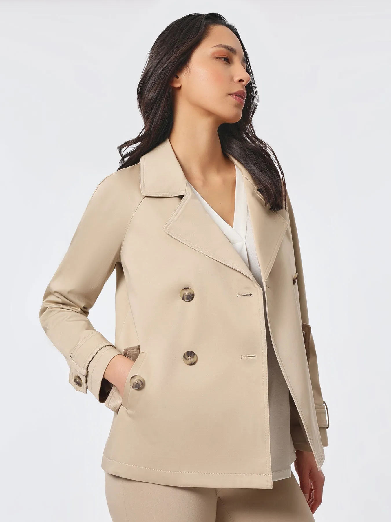 Plus Size Double-Breasted Trench Coat