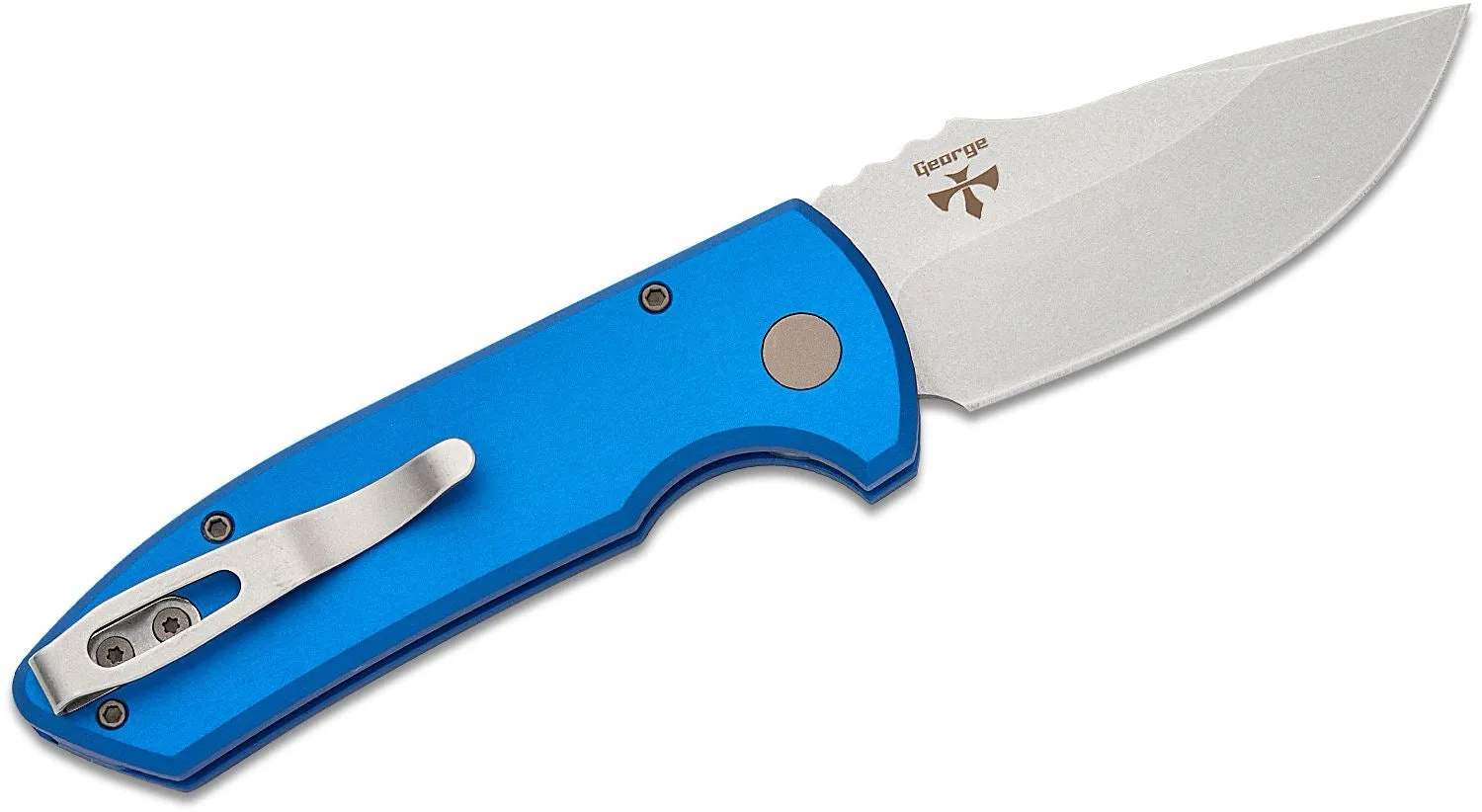 Pro-Tech LG401-Blue SBR Short Bladed Rockeye Folding Knife 2.5in CPM S35VN Steel Blade Blue Aluminum Handles