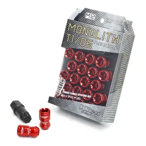 Project Kics Monolith T1/07 Lug Nut Set Red 14x1.5 | 2017  Civic Type R (WMN04R)