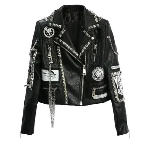 Punk Rock Chained Studded Leather Jacket