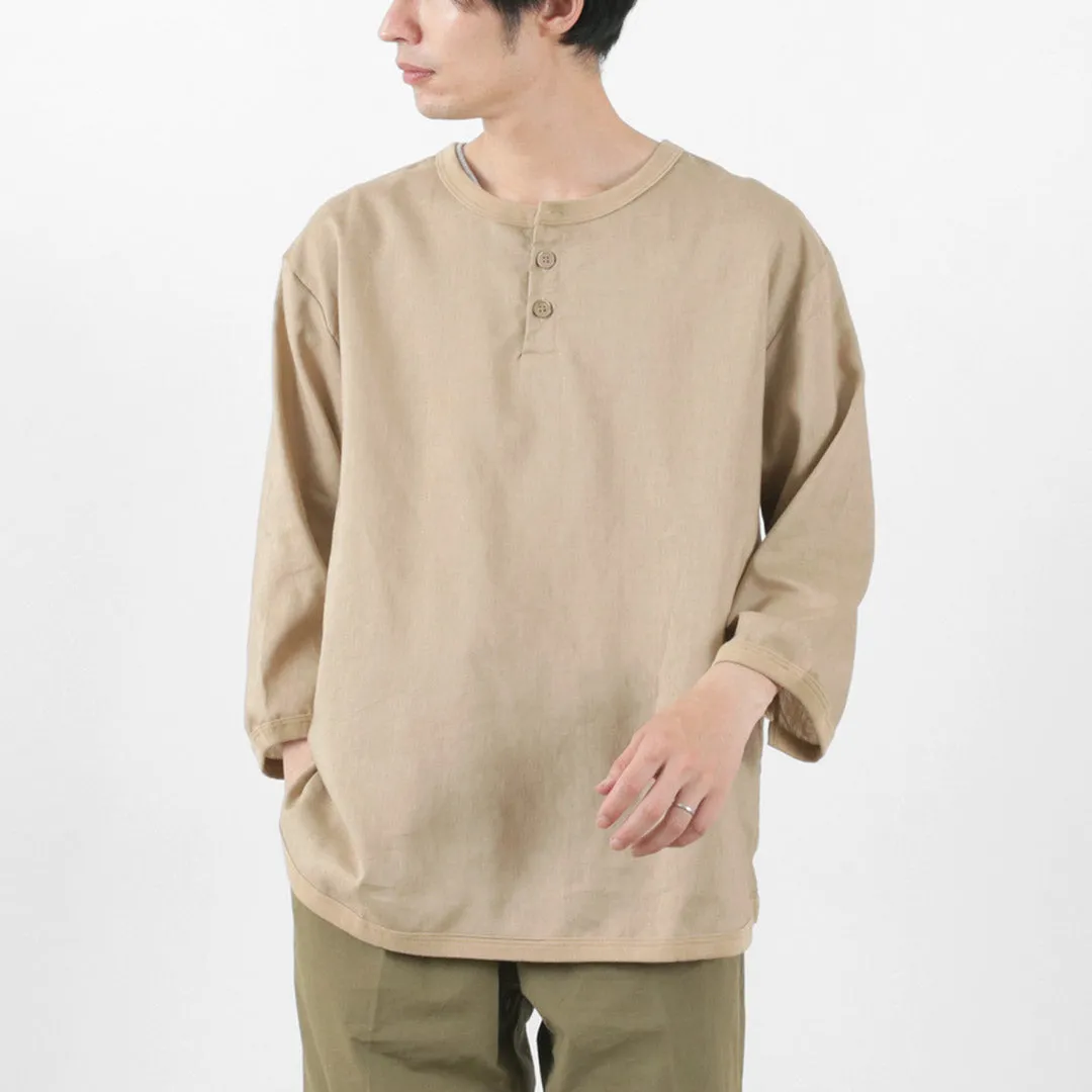 RE MADE IN TOKYO JAPAN / Linen Canvas Henry Neck T-Shirt