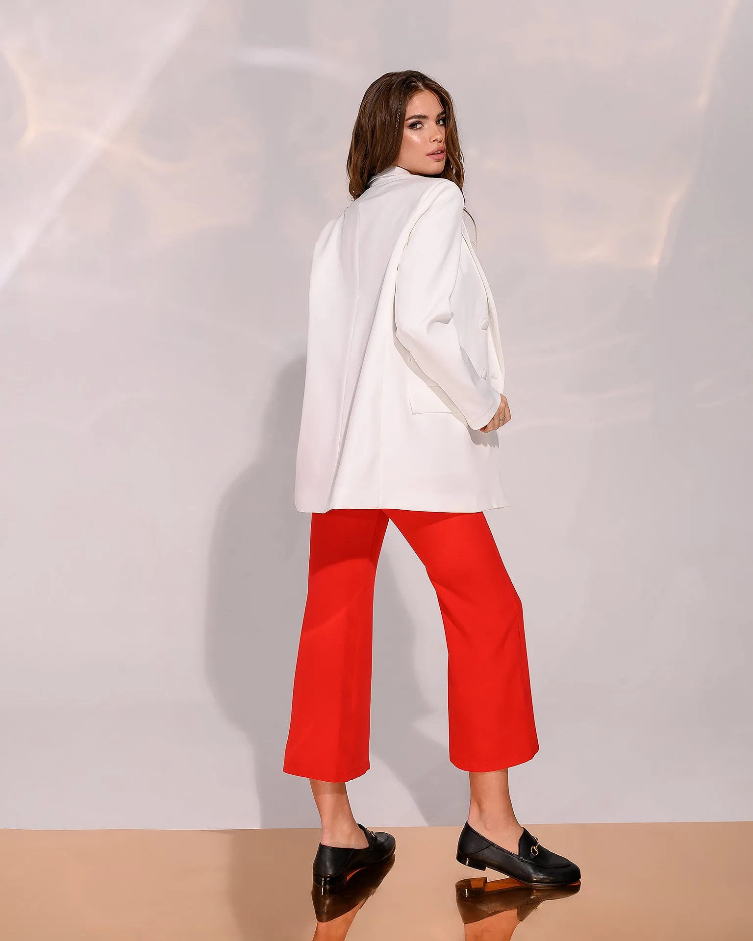 Red High Waist Pocketed Сulottes Pants