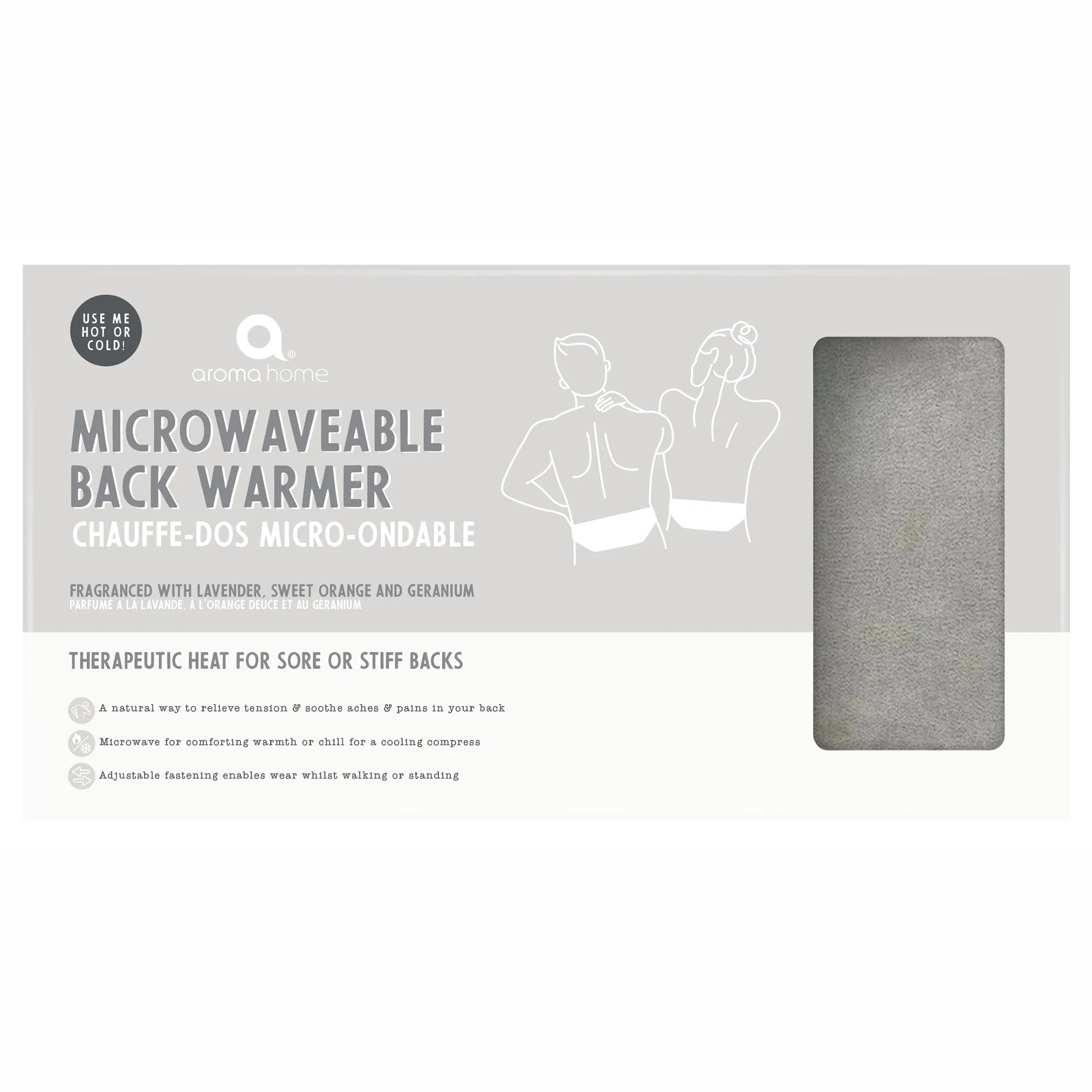 Relax and Warm Soothing Grey Microwavable Back Warmer Infused with Essential Oil