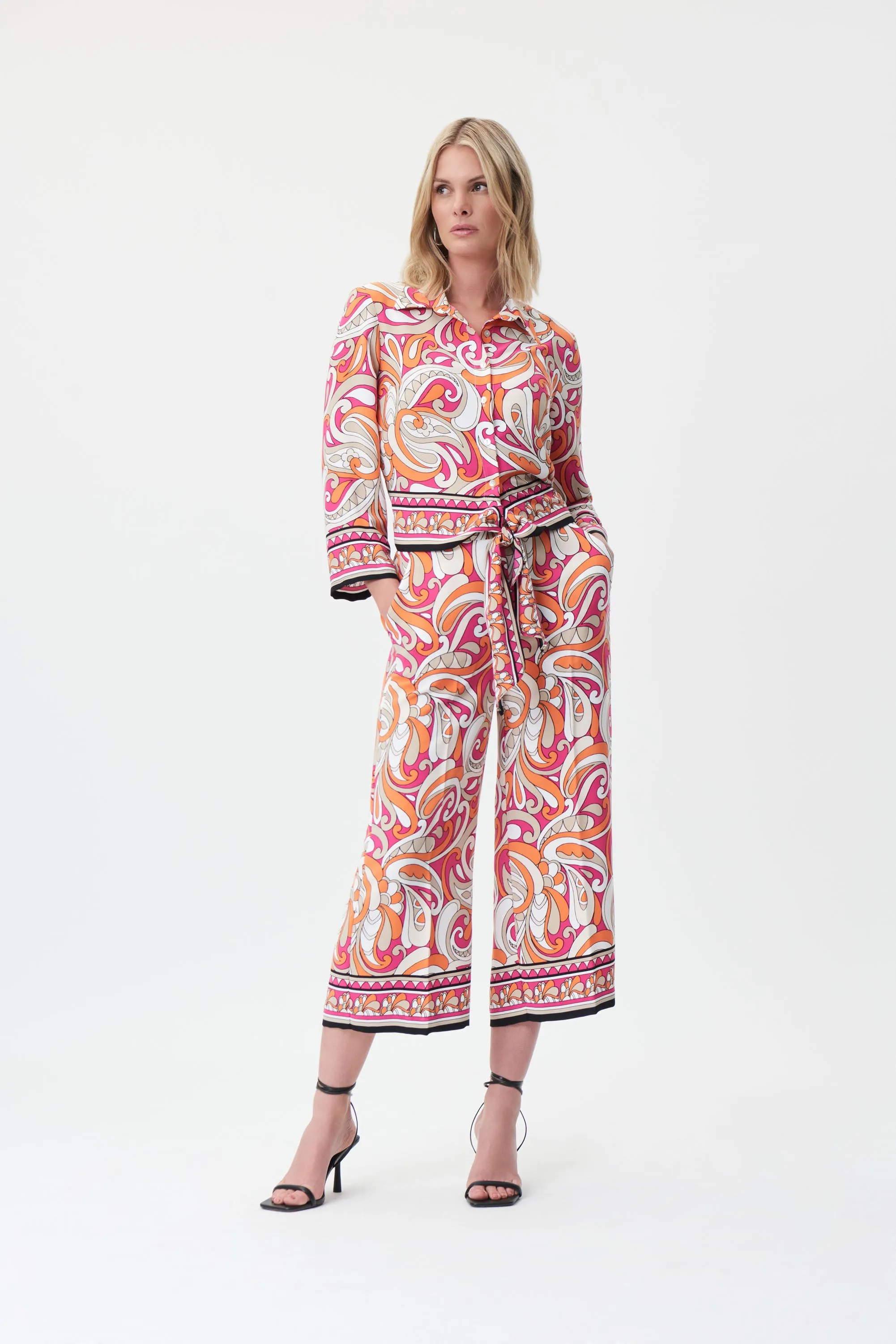 Retro Print Culotte Pants Style 232044