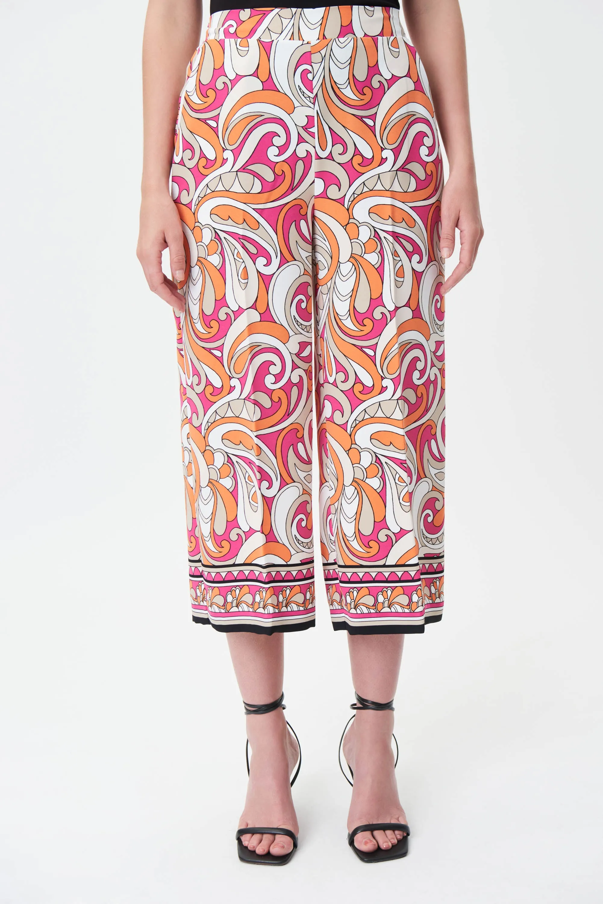 Retro Print Culotte Pants Style 232044