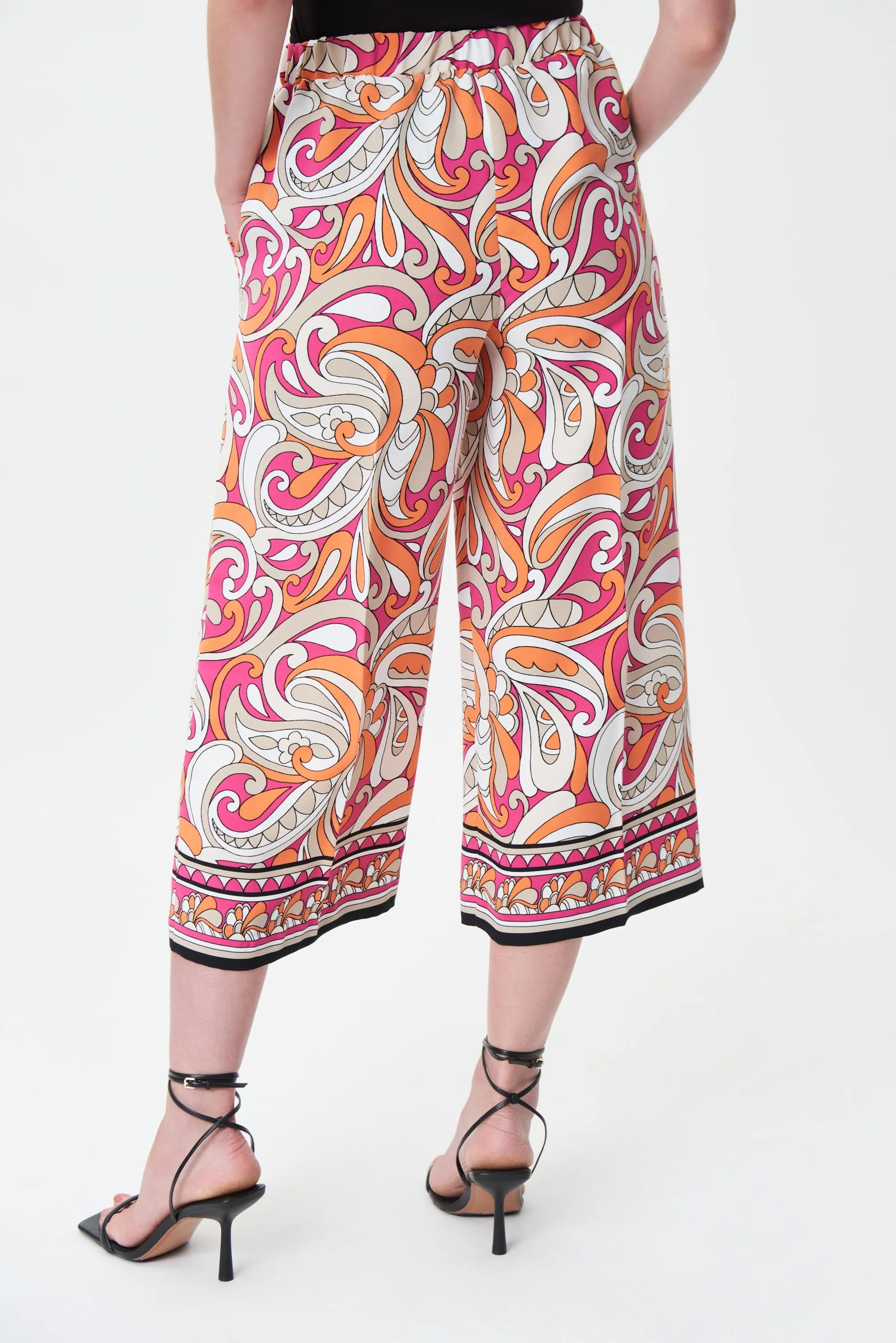 Retro Print Culotte Pants Style 232044