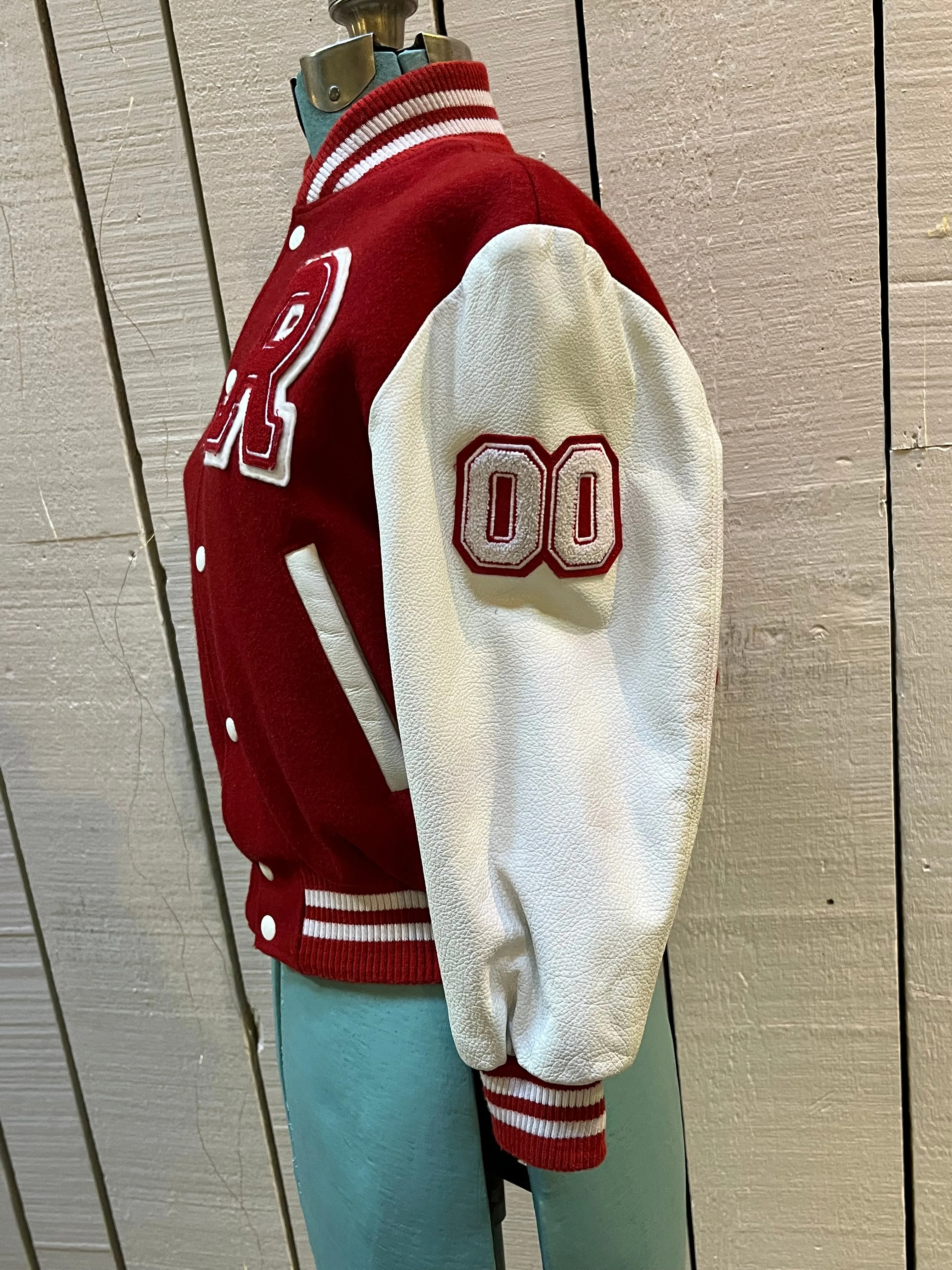 Roots Athletics Circa 2000 Red and White Varsity Jacket, Made in Canada, Size Youth Medium