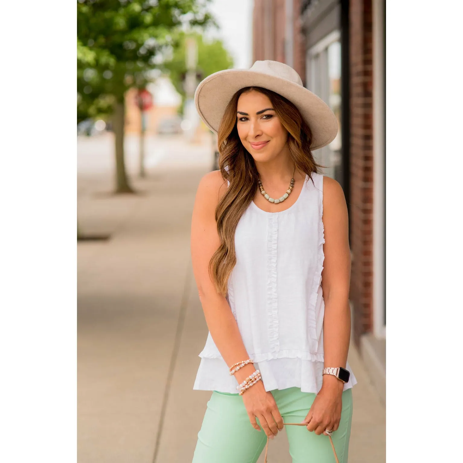 Ruffled Accents Tiered Tank