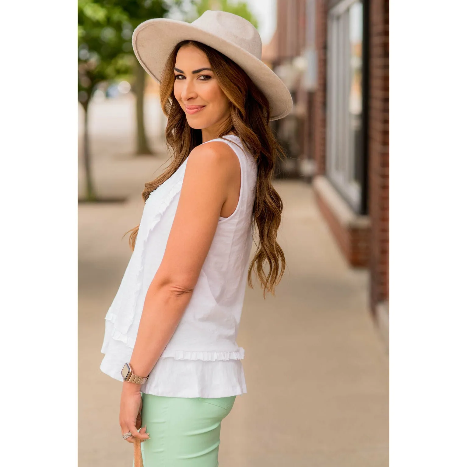 Ruffled Accents Tiered Tank